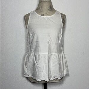 Old Navy White Eyelet Hem Tank Top